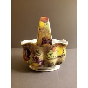 Vintage Ceramic Basket Decorated with Fruit